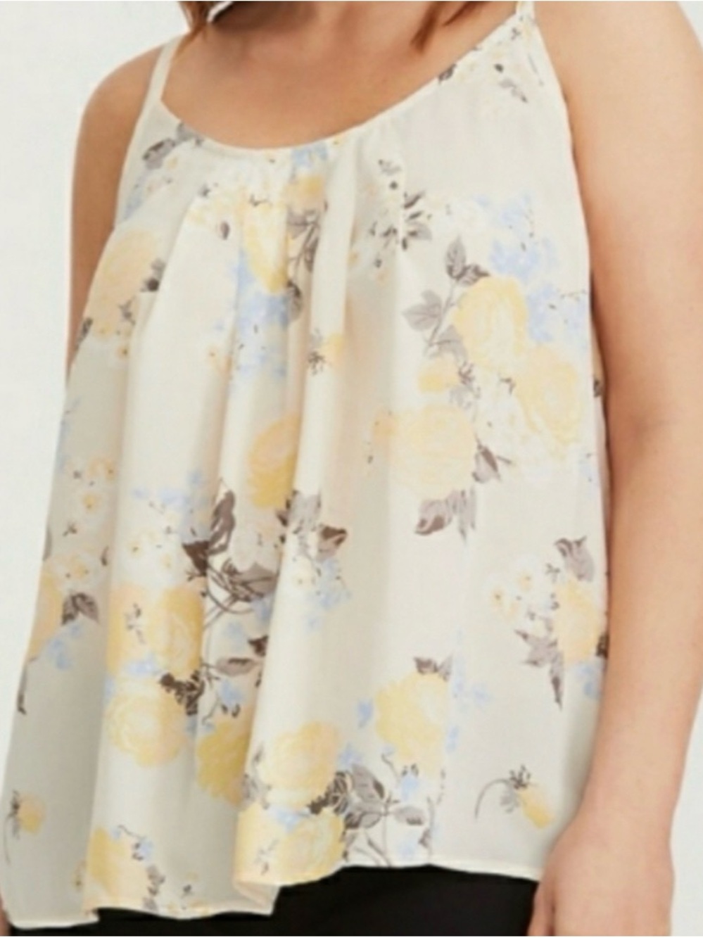 torrid Cream Floral Spaghetti Strap Cami with Yellow and Blue Blooms